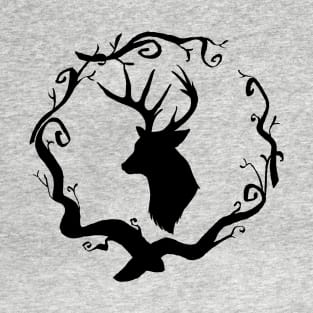 Stag Head Branch Wreath T-Shirt